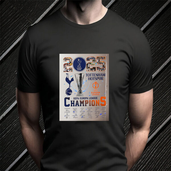 2025 Tottenham Hotspur UEFA Europa League Champions signature T-Shirt