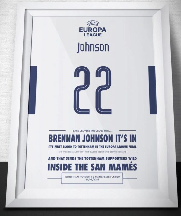 Brennan Johnson Tottenham v Manchester United Goal Print Goal Poster