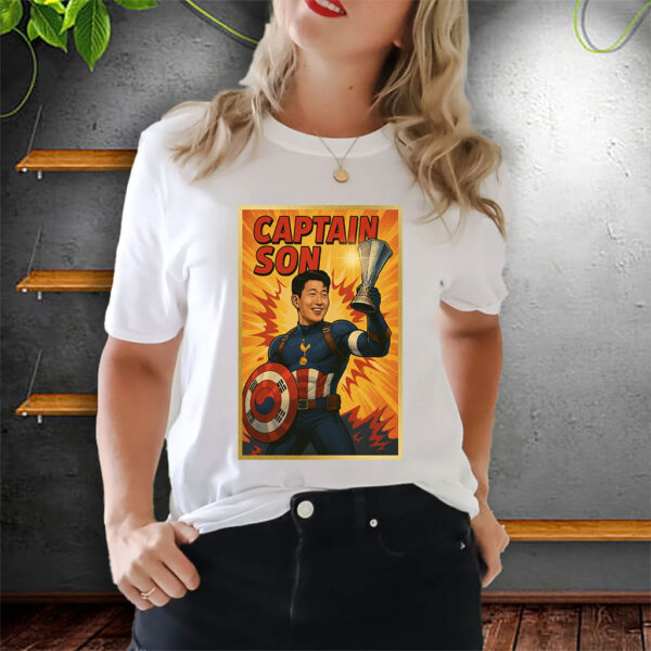 Captain Son Superhero, Tottenham Comic, Korean Football Hero 2025 T-Shirt