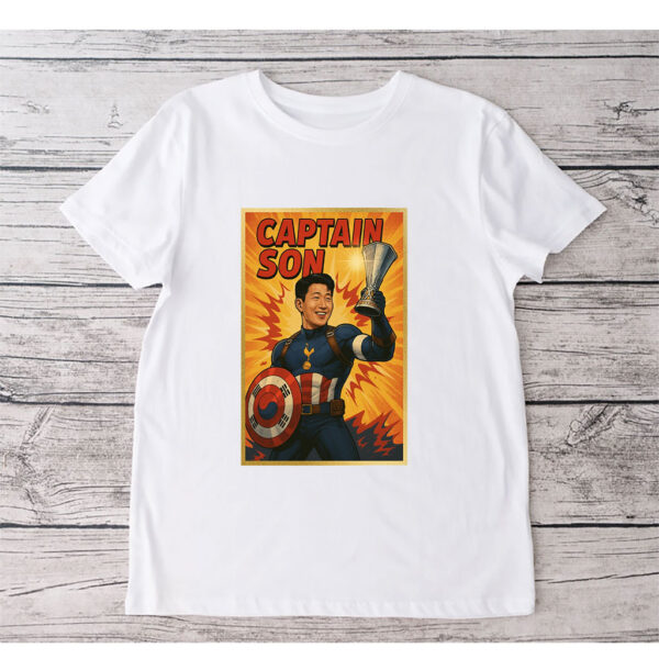 Captain Son Superhero, Tottenham Comic, Korean Football Hero 2025 T-Shirt