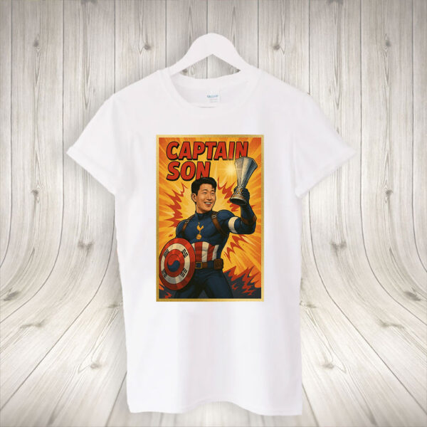 Captain Son Superhero, Tottenham Comic, Korean Football Hero 2025 T-Shirt