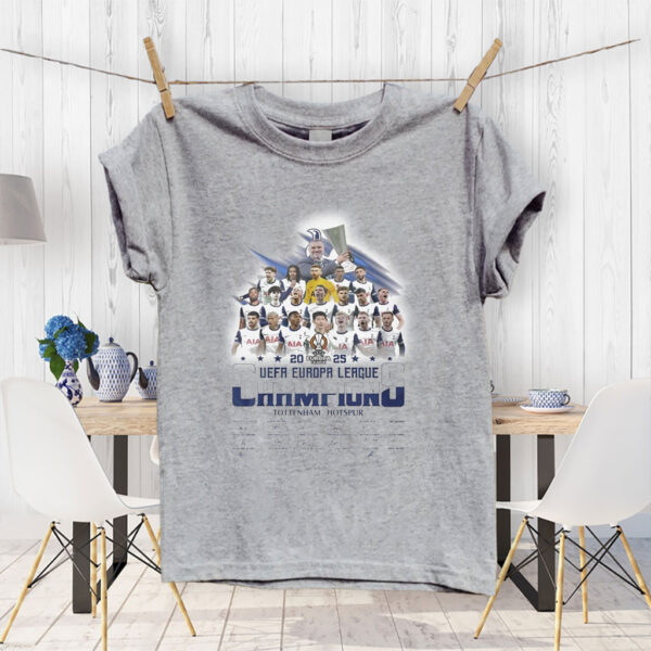 Official Tottenham Hotspur 2025 UEFA Europa League Champions Team Player T-Shirt