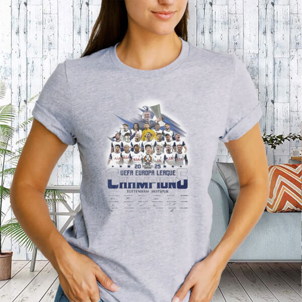 Official Tottenham Hotspur 2025 UEFA Europa League Champions Team Player T-Shirt