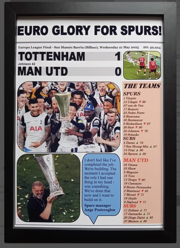 Tottenham 1 Man Utd 0 - 2025 Europa League final Poster
