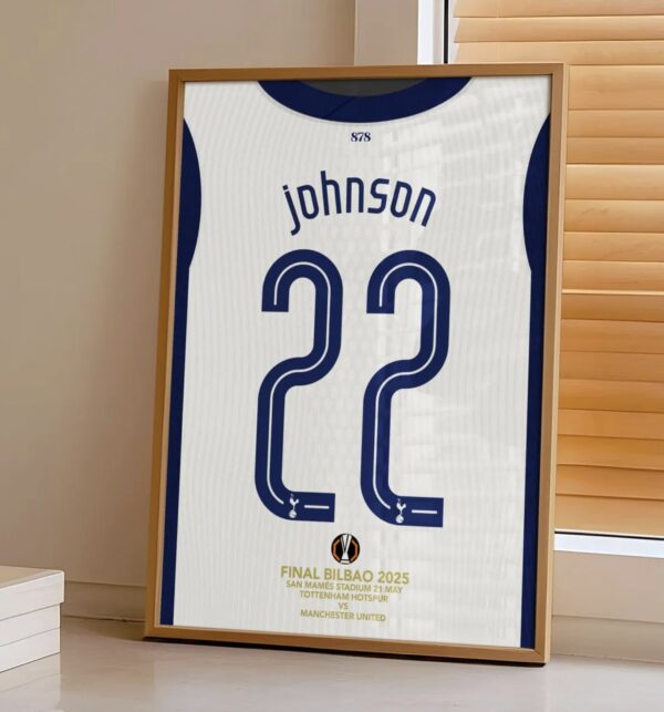 Tottenham 24/25 Brennan Johnson EL champion kit / jersey poster