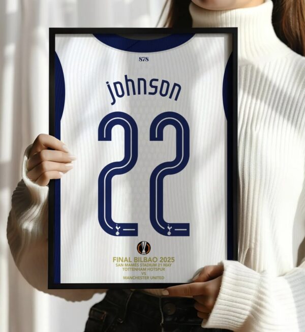Tottenham 24/25 Brennan Johnson EL champion kit / jersey poster
