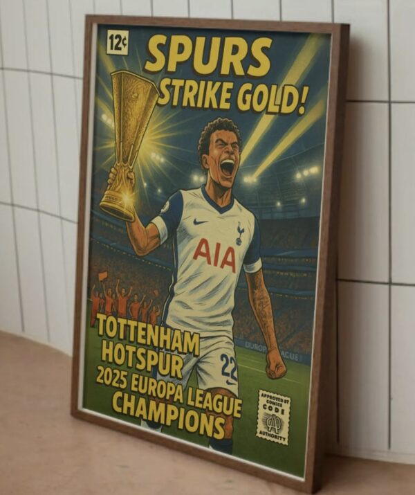 Tottenham Europa League Champions Comic Book Wall Art Poster