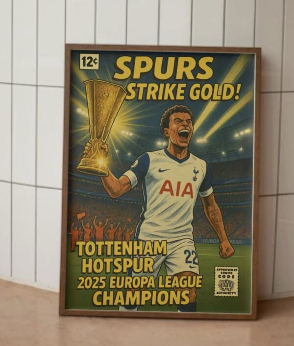 Tottenham Europa League Champions Comic Book Wall Art Poster