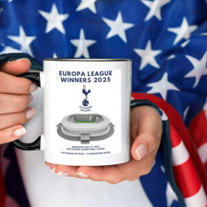 Tottenham Hotspur Europa League 2025 Winners, Stadium & Spurs Logo 2025 Mug