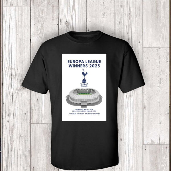 Tottenham Hotspur Europa League 2025 Winners, Stadium & Spurs Logo 2025 T-Shirt