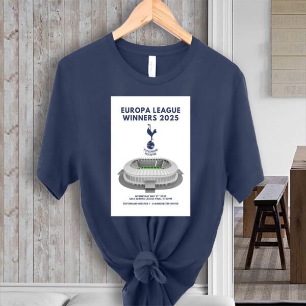 Tottenham Hotspur Europa League 2025 Winners, Stadium & Spurs Logo 2025 T-Shirt
