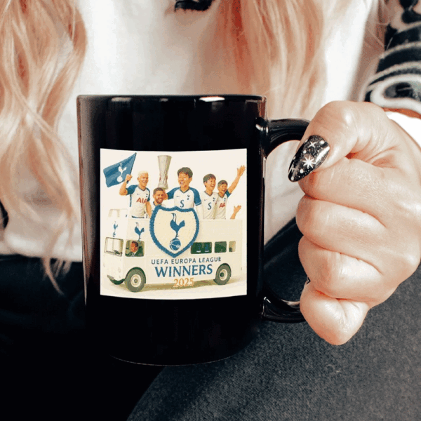 Tottenham Hotspur UEFA Europa league winners 2025 bus Mug